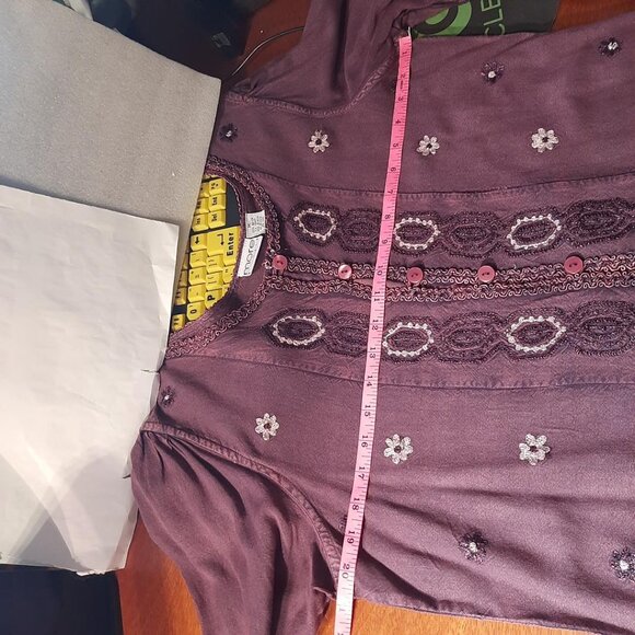 NEW ! More by Lata Women Crochet Boho Style Top Purple Size M - Picture 5 of 9